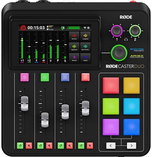 RODE RODECaster Duo Integrated Audio Production Studio | Compact Mixer with Dual USB Interface & Bluetooth | For Podcasting & Live Streaming (RCDUO) + 32GB MicroSDHC Memory Card + 10 Foot XLR + More