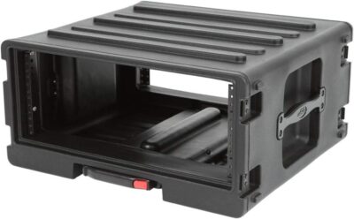 SKB Cases 1SKB-R4UW 4U Roto Rolling Rack, One-touch Pull Handle, Back Lid Mounted Wheels, Threaded Steel Rails, Rear Rack Rails Included, Waterproof Gasket, Rear Access Door