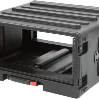 SKB Cases 1SKB-R4UW 4U Roto Rolling Rack, One-touch Pull Handle, Back Lid Mounted Wheels, Threaded Steel Rails, Rear Rack Rails Included, Waterproof Gasket, Rear Access Door