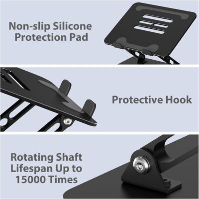 Adjustable Laptop Stand for Desk, Metal Foldable Laptop Riser Holder, Portable Desktop Book Stands, Ventilated Cooling Computer Notebook Stand Compatible with 10-15.6 Laptops