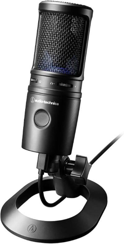 Audio-Technica AT2020USB-X Cardioid Condenser USB Microphone – Bundle with Pop Filter, Headphone, Boom Arm, XLR Cable, and Austin Bazaar Polishing Cloth