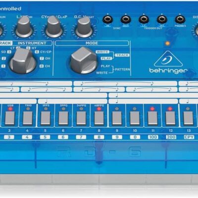 Behringer RHYTHM DESIGNER RD-6-BB Analog Drum Machine with 8 Drum Sounds, 64 Step Sequencer and Distortion Effects