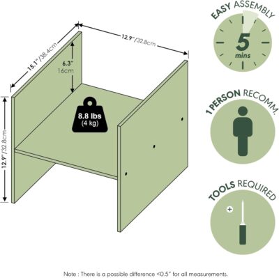Furinno Cubicle Cube Insert, H-Shelf Cube Organizer, 2-Tier Shelf Accessory, Fits into Furinno Triple Thick Cubes, IKEA Kallax, for Organizers and Storage, White