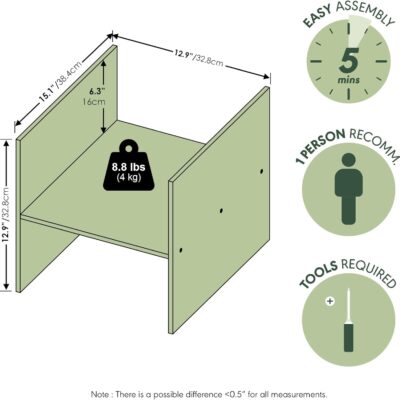 Furinno Cubicle Cube Insert, H-Shelf Cube Organizer, 2-Tier Shelf Accessory, Fits into Furinno Triple Thick Cubes, IKEA Kallax, for Organizers and Storage, White