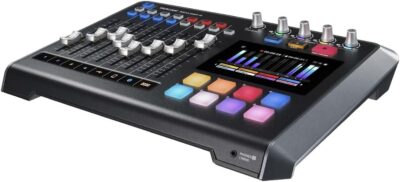 TASCAM Mixcast 4 Podcast Streaming Mixer, Recorder, and USB Audio Interface — Four XLR/TRS Mic Inputs, Touch Screen and Editing Software Included