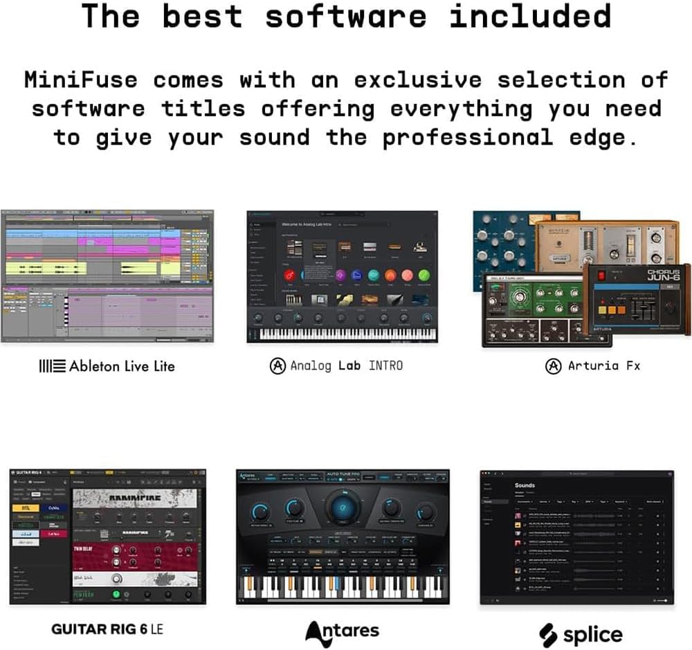 Arturia 800123 MiniFuse 4 USB-C Audio Interface, Champagne Bundle with 2 YR CPS Enhanced Protection Pack and 4x OnStage 25ft XLR Cable