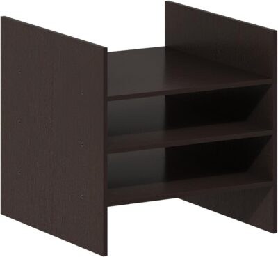611kot45deL. AC SL1500 Furinno Cubicle Cube Insert, 3-Shelf Cube Organizer, Fits into Furinno Extra Thick Cubes, for Organizers and Storage, Black Dark Oak (Does not fit IKEA Kallax Shelving)