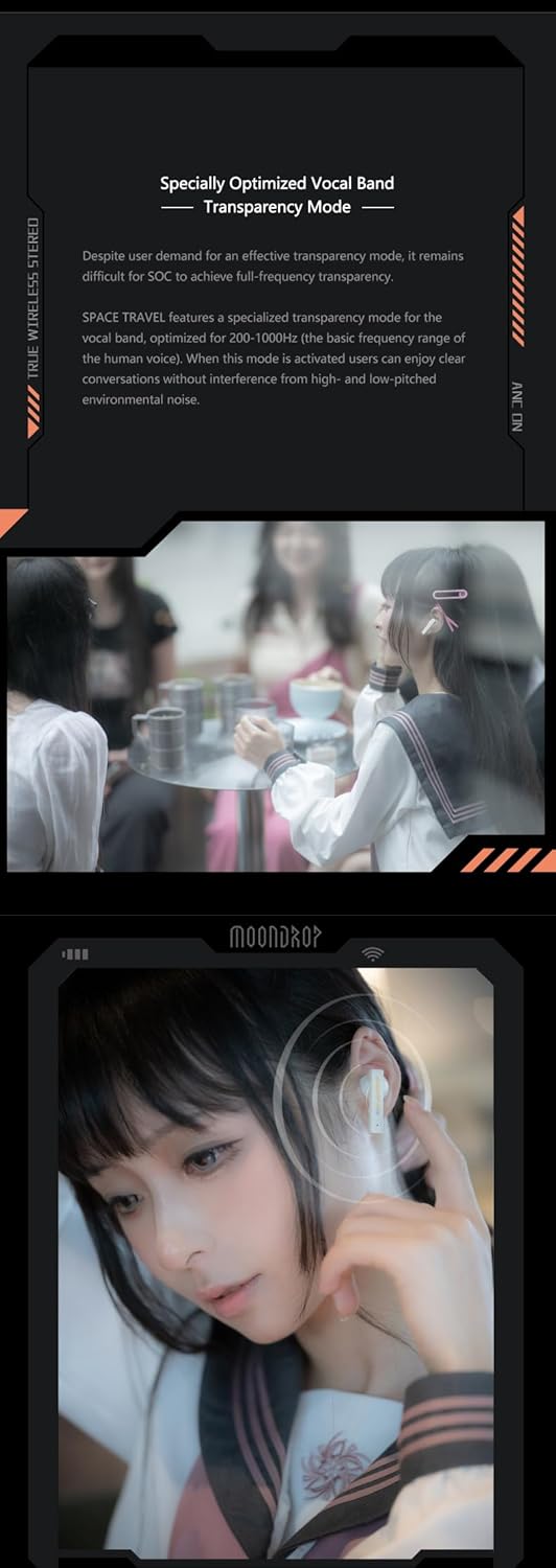 Moondrop Space Travel TWS Earphone Bluetooth 5.3 Noise Canceling True Wireless Stereo IEMs(Black)