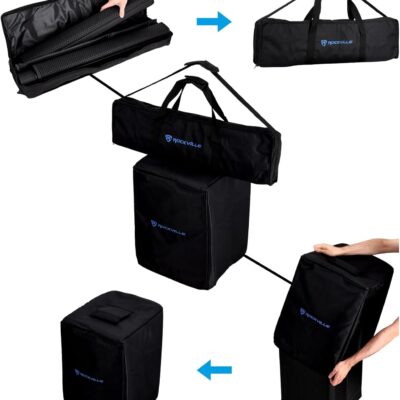 612FVAg0YQL. AC SL1500 Rockville Titan MIX12A 3200W Peak 12-Inch Powered Column Array PA System with Subwoofer, 8-Channel Mixer, Bluetooth Audio, DSP, Travel Bags