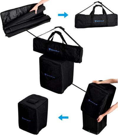 612FVAg0YQL. AC SL1500 Rockville Titan MIX12A 3200W Peak 12-Inch Powered Column Array PA System with Subwoofer, 8-Channel Mixer, Bluetooth Audio, DSP, Travel Bags