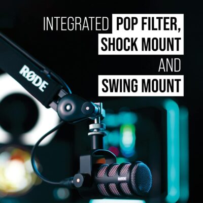 RØDE PodMic Cardioid Dynamic Broadcast Microphone with Integrated Swing Mount for Podcasting, Streaming, Gaming, and Voice Recording, Black