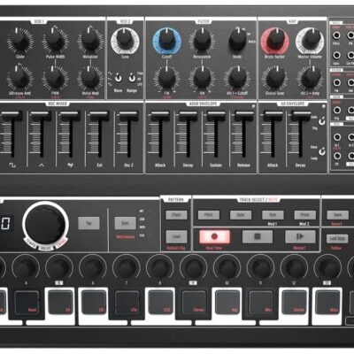 Arturia MiniBrute 2S Special Edition Noir Semi-modular Analog Sequencing Synthesizer Bundle with Polsen HPC-A30-MK2 Studio Monitor Headphones and 10 Instrument Cable