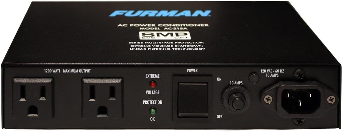 Furman AC-215A Compact Power Conditioner with Auto-Resetting Voltage Protection – Black