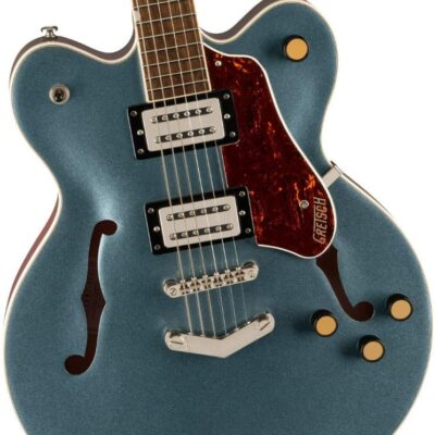 Gretsch G2622 Streamliner Electric Guitar (Gunmetal) – Double-Cut Body Design with BroadTron Pickups – 6-String Right-Handed Instrument – Hollow Body Bundle with Plywood Case (Black) (2 Items)