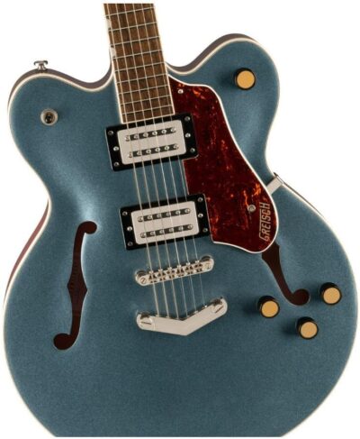 Gretsch G2622 Streamliner Electric Guitar (Gunmetal) – Double-Cut Body Design with BroadTron Pickups – 6-String Right-Handed Instrument – Hollow Body Bundle with Plywood Case (Black) (2 Items)