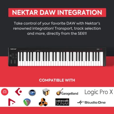 Nektar SE61 – USB MIDI Controller Keyboard with Nektar DAW Integration, Black