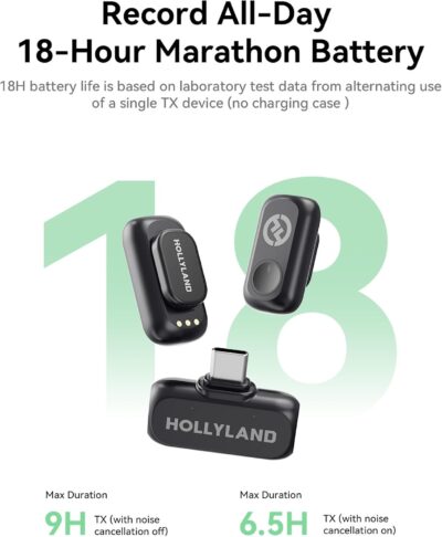 613y4VkRB9L. AC SL1500 Hollyland Lark A1 Wireless Microphone for iPhone & Android, 48kHz/24-bit Studio Audio, 3-Level Noise Cancellation, 200m Range, Magnetic Mini Mic for Video Recording & Live Streaming (2TX + USB-C RX)