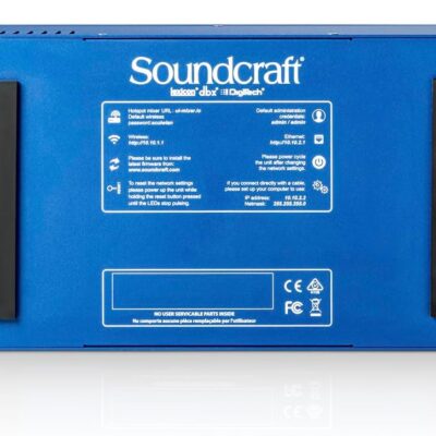 Soundcraft Ui24R Rack-Mountable Laptop or Tablet-Controlled, 24 input Digital Audio Mixer with onboard Signal Processing. Blue and Gray