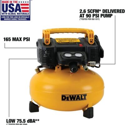 DEWALT Pancake Air Compressor, 6 Gallon, 165 PSI (DWFP55126)