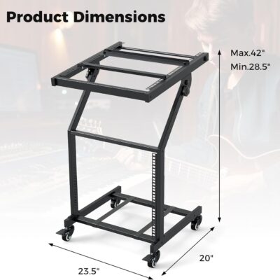 615TrLhnVtL. AC SL1500 Goplus 9U DJ Mixer Stand, Adjustable Rack Mount Rolling Stage Cart with Lockable Wheels, Professional Studio Equipment Case Stand for Home, Office, Music Show, Performance Stages