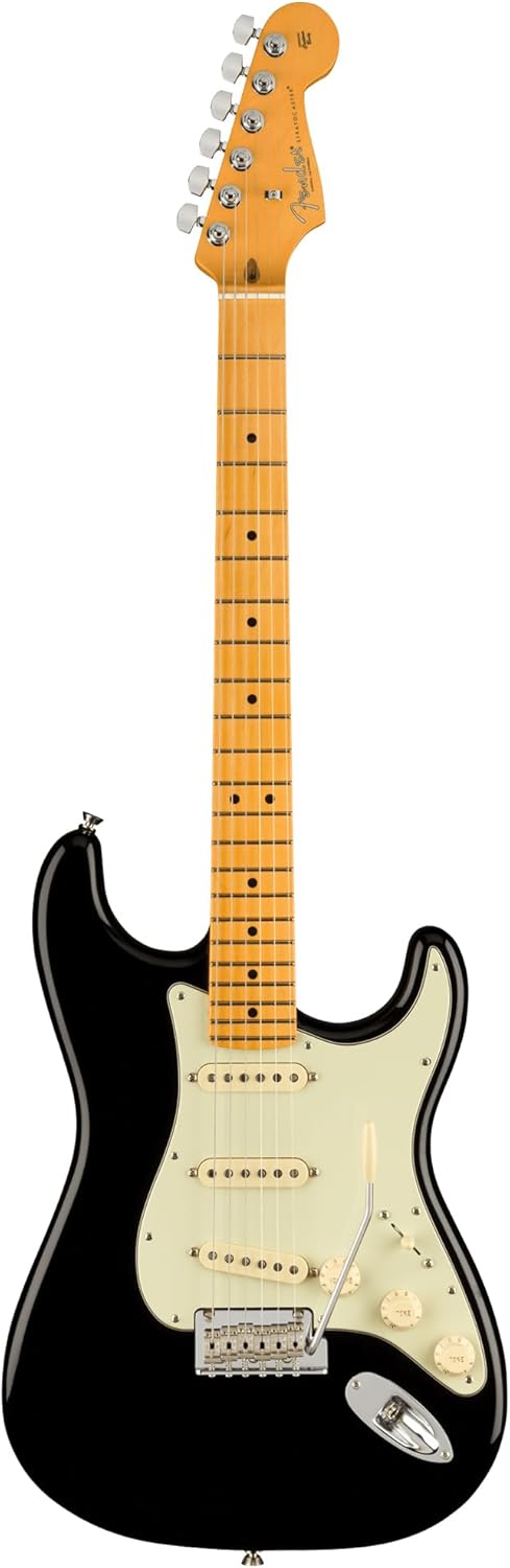 Fender American Professional II Stratocaster – Black Bundle with Case, Strap, Cable, and Guitar Cleaning Kit