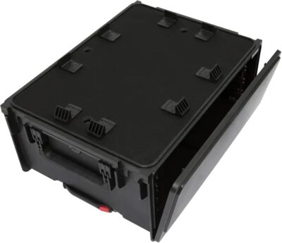 616PHSLIWiL. AC SL1500 SKB Studio Flyer Rack Case 4U – Durable Mobile Studio Solution with Injection Molded Shell, TSA Locks, and Wheels for Musicians, DJs, and Producers – Securely Transport and Protect Your Gear