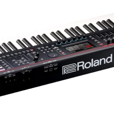 Roland Fantom-08 Synthesizer Keyboard Bundle with Double Braced X-Style Keyboard Stand, Sustain Pedal, Online Piano Lessons, Instructional DVD, and Austin Bazaar Polishing Cloth