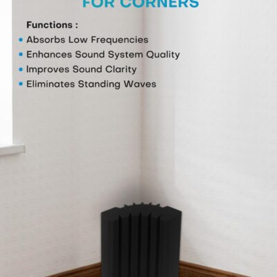 8 Pack – Bass Traps Acoustic Foam Corner, 9.8×9.8 * 4.7 Black Bass Traps Corner Studio Foam, High Density and Fire-Proof Bass Traps Acoustic Panels Recording Studio Acoustical Treatments