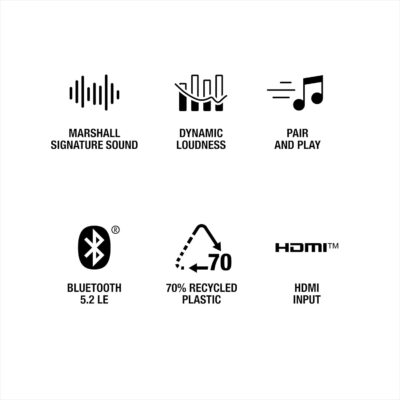 616poNcphNL. AC SL1500 Marshall Woburn III Bluetooth Home Speaker – Loud Stereo Sound with Bass and Treble Controls | Plug-in Powered | Record Player Compatible | HDMI, RCA, 3.5 mm Aux Inputs – Black