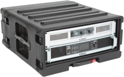 SKB Cases 1SKB-R4UW 4U Roto Rolling Rack, One-touch Pull Handle, Back Lid Mounted Wheels, Threaded Steel Rails, Rear Rack Rails Included, Waterproof Gasket, Rear Access Door