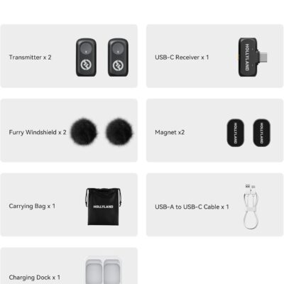 617z0wWWCnL. AC SL1500 Hollyland Lark A1 Wireless Microphone for iPhone & Android, 48kHz/24-bit Studio Audio, 3-Level Noise Cancellation, 200m Range, Magnetic Mini Mic for Video Recording & Live Streaming (2TX + USB-C RX)