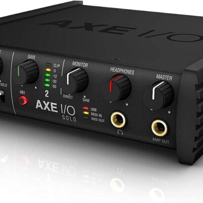 IK Multimedia AXE I/O SOLO premium 2-in 3-out 24-bit, 96 kHz USB audio interface for Mac/PC with advanced guitar tone shaping, Hi-Z re-amp out and massive AmpliTube and TONEX software bundle