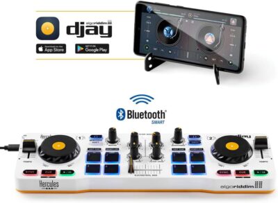Hercules DJControl Mix DJ Software Controller with Algoriddim Djay App Bundle with Hercules HDP DJ45 Closed-Back, Over-Ear DJ Headphones