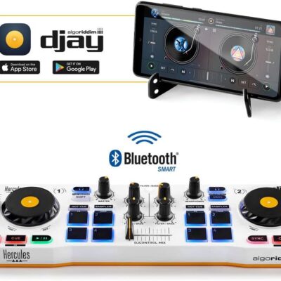 Hercules DJControl Mix DJ Software Controller with Algoriddim Djay App Bundle with Hercules HDP DJ45 Closed-Back, Over-Ear DJ Headphones