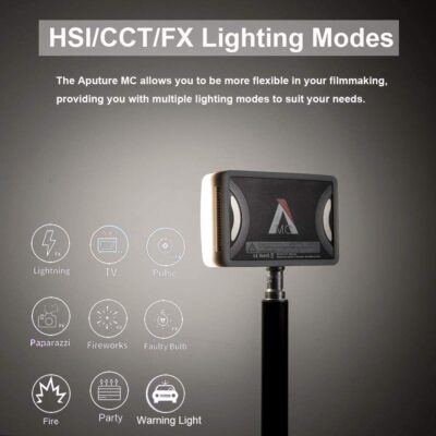 619p4SLhaEL. AC SL1000 Aputure MC RGBWW On Camera Video Light, CRI/TLCI 96+, Temperature 3200K-6500K, HSI Mode,Support Magnetic Attraction and App with USB-C PD and Wireless Charging