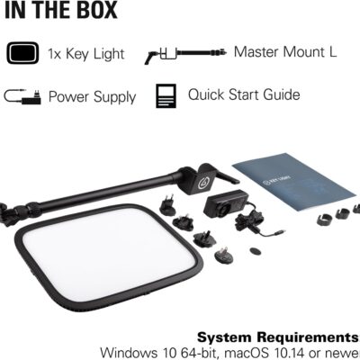 Elgato Key Light – Professional 2800 lumens Studio Light with Desk clamp for Streaming, Recording and Video Conferencing, Temperature and Brightness app-Adjustable on Mac, PC, iOS, Android