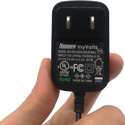 61AJYCFou S. AC SL1500 MyVolts 9V Power Supply Adaptor Compatible with EarthQuaker Devices Avalanche Run Effects Pedal – US Plug – with Extension and Inline Switch