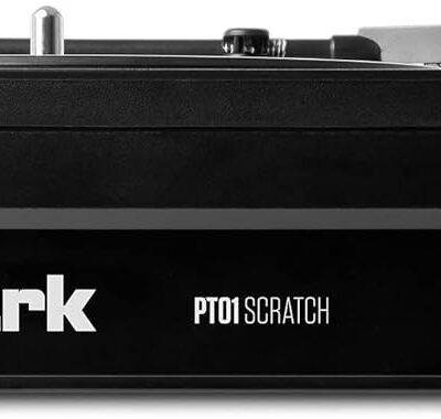 Numark PT01 Scratch | DJ Turntable for Portablists With User Replaceable Scratch Switch, Built In Speaker, Power via Battery or AC Adapter, Three Speed RPM Selection & USB Connectivity