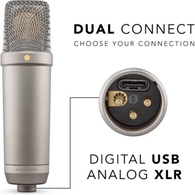 Rode NT1 5th Generation Condenser Microphone with SM6 Shockmount and Pop Filter,Silver