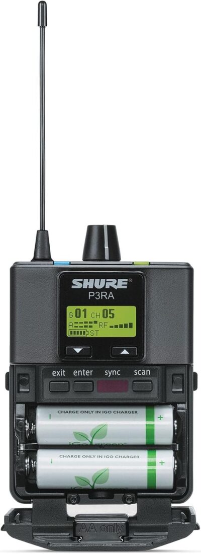 Shure P3RA Premium Wireless Bodypack Receiver for PSM300 Personal Monitoring Systems – G20 Band