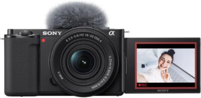 Sony Alpha ZV-E10 – APS-C Interchangeable Lens Mirrorless Vlog Camera Kit – Black, ZVE10KB