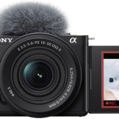 Sony Alpha ZV-E10 – APS-C Interchangeable Lens Mirrorless Vlog Camera Kit – Black, ZVE10KB