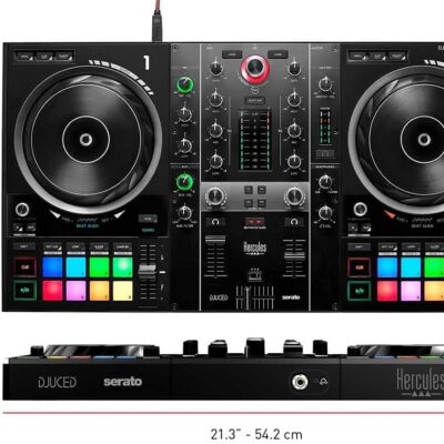 Hercules DJControl Inpulse 500 MK2 2-Channel DJ Controller Bundle with Case, TRS-to-RCA Breakout Cable, and Austin Bazaar Polishing Cloth