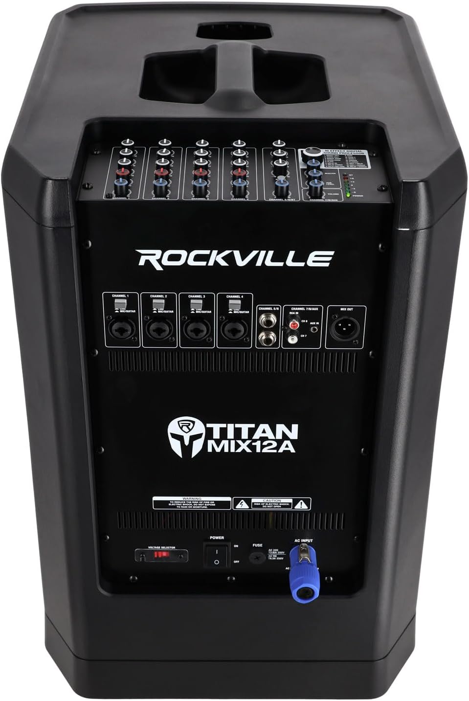Rockville Titan MIX12A 3200W Peak 12-Inch Powered Column Array PA System with Subwoofer, 8-Channel Mixer, Bluetooth Audio, DSP, Travel Bags
