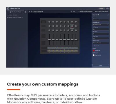 Novation Launch Control XL 3 – USB Powered, MIDI Control Surface and Mixer for DAW and Hardware Integration with 8 Faders, 24 Endless Encoders, 5-Pin MIDI I/O, and Music Software Bundle