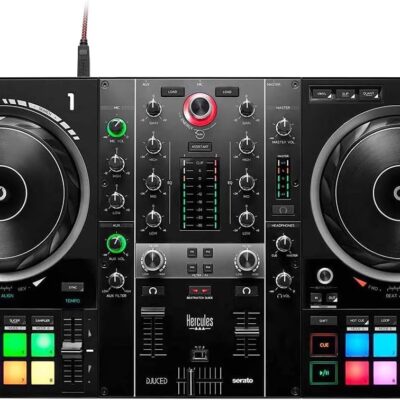 Hercules DJControl Inpulse 500 MK2 2-Channel DJ Controller Bundle with Case, TRS-to-RCA Breakout Cable, and Austin Bazaar Polishing Cloth