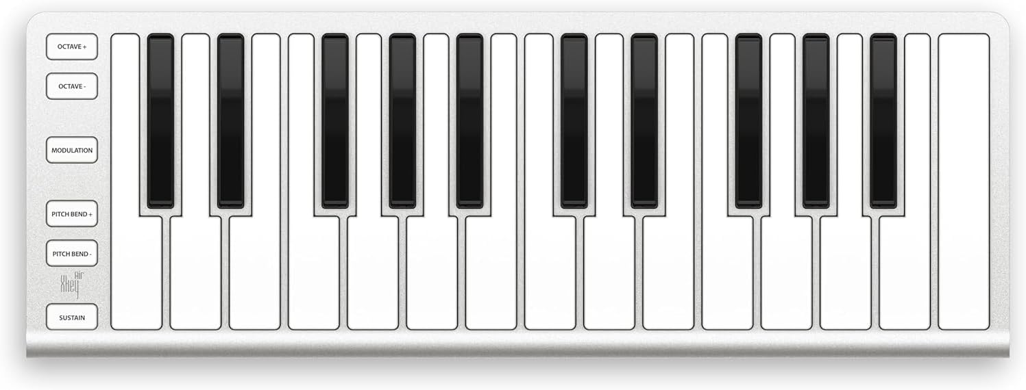 ESI Xkey 25 Air Ultra-Thin Bluetooth MIDI Controller Keyboard, Apple-Style Aluminum Body, Polyphonic Aftertouch, Ultra-Low Latency, 25 Full-Size Smart Velocity-Sensitive Keys, Simple Plug & Play