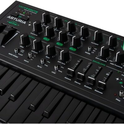 Arturia 540102 MicroBrute UFO Analog Synthesizer White Bundle with 2 YR CPS Enhanced Protection Pack