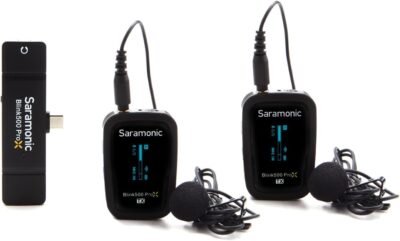 Saramonic Blink 500 Pro X B6 2-Person Wireless Mic System w/Lavaliers & USB-C Receiver for iPhone 15, Android, iPad, Mobile & Computers, Black