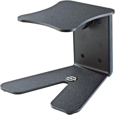 K&M Konig & Meyer 26772.000.56 Table Monitor/Speaker Stand | Solid Stable V Shape Level Base | Height Adjust | Secure Safety Pin | Non-Slip/Vibration Rubber Pads | Steel | German Made | Black